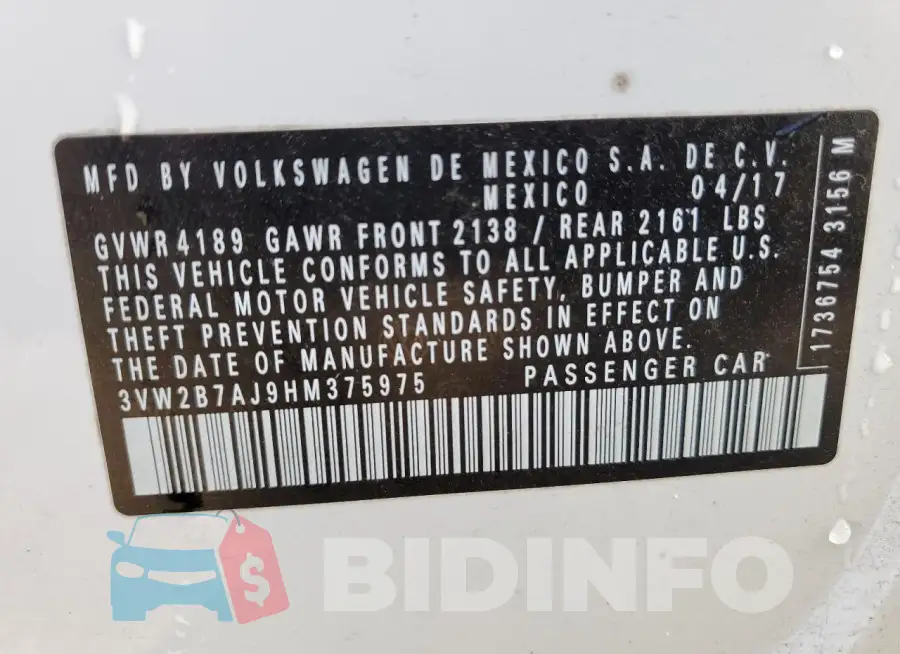 3VW2B7AJ9HM375975 Photo# 12