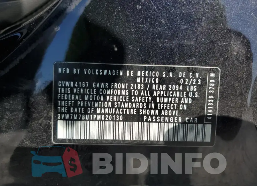 3VW7M7BU1PM020130 Photo# 13