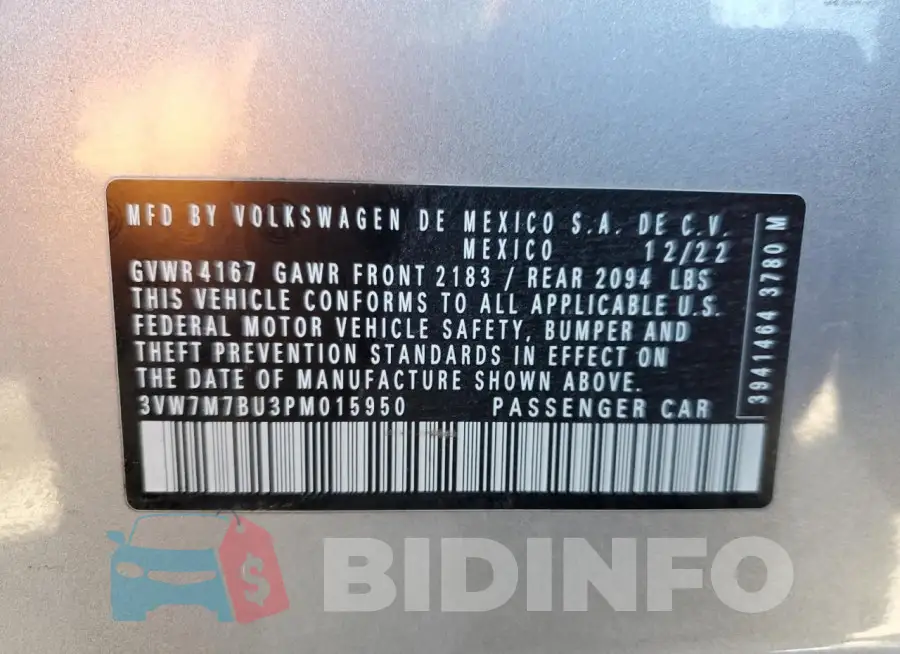 3VW7M7BU3PM015950 Photo# 12