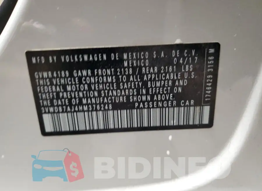 3VWDB7AJ4HM376248 Photo# 12