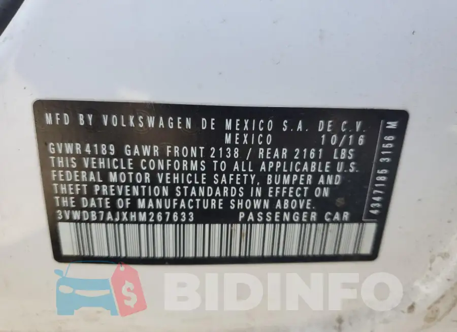 3VWDB7AJXHM267633 Photo# 12