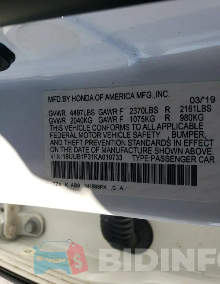 19UUB1F31KA010733 Photo# 12