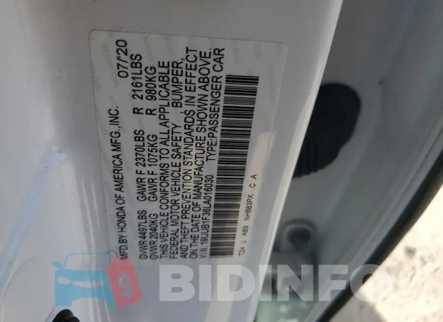 19UUB1F36LA016030 Photo# 12