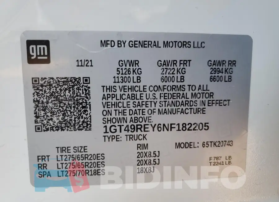1GT49REY6NF182205 Photo# 12