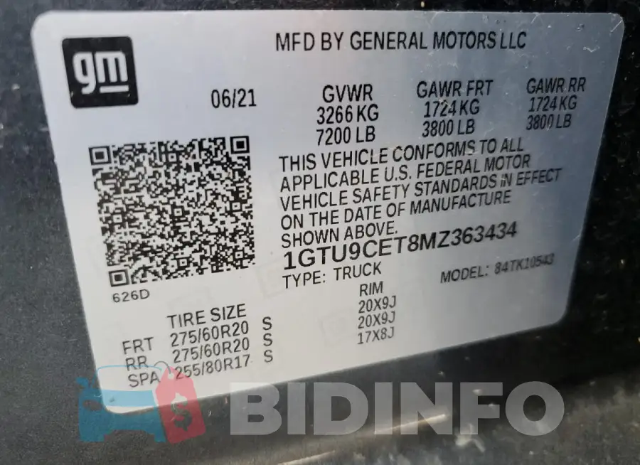1GTU9CET8MZ363434 Photo# 13