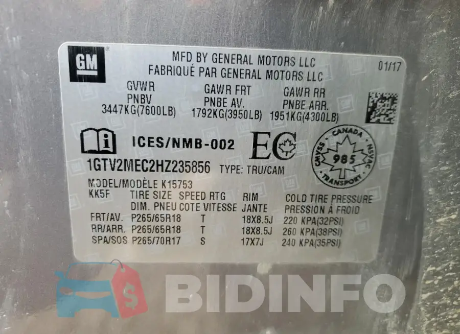 1GTV2MEC2HZ235856 Photo# 12