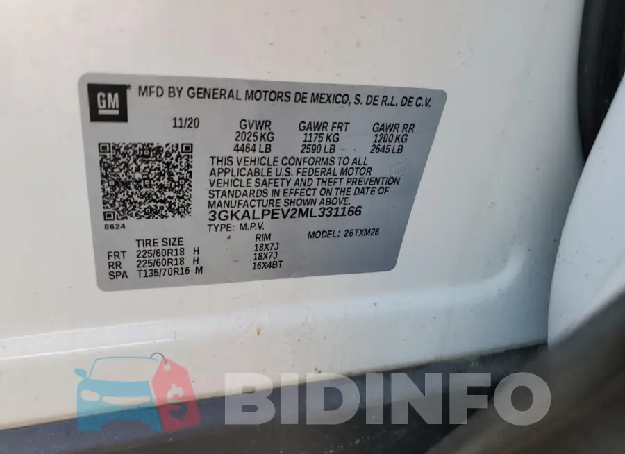 3GKALPEV2ML331166 Photo# 13