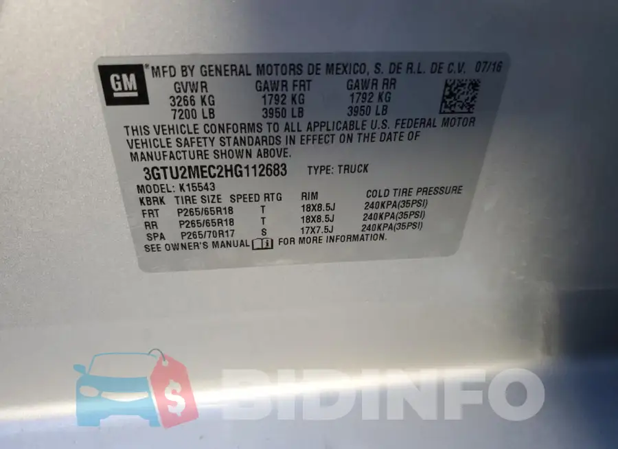 3GTU2MEC2HG112683 Photo# 12