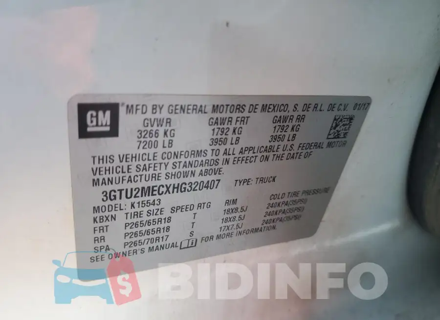 3GTU2MECXHG320407 Photo# 12