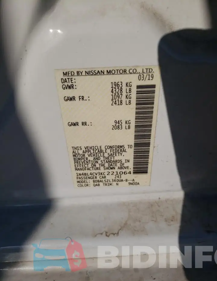 1N4BL4CV3KC221064 Photo# 12