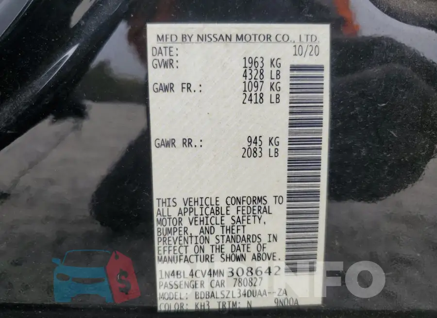 1N4BL4CV4MN308642 Photo# 12