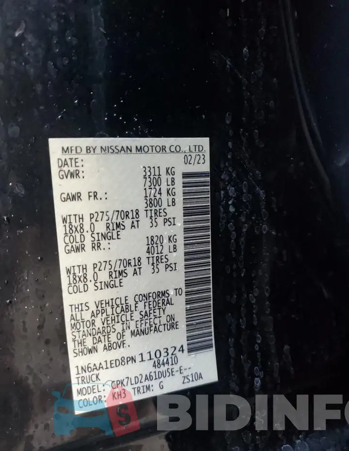 1N6AA1ED8PN110324 Photo# 13