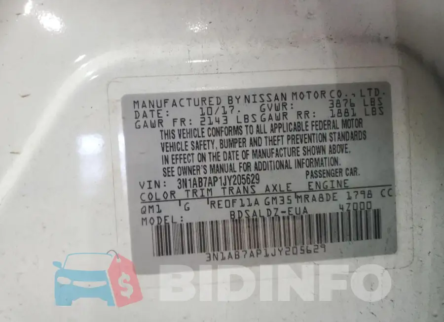3N1AB7AP1JY205629 Photo# 12