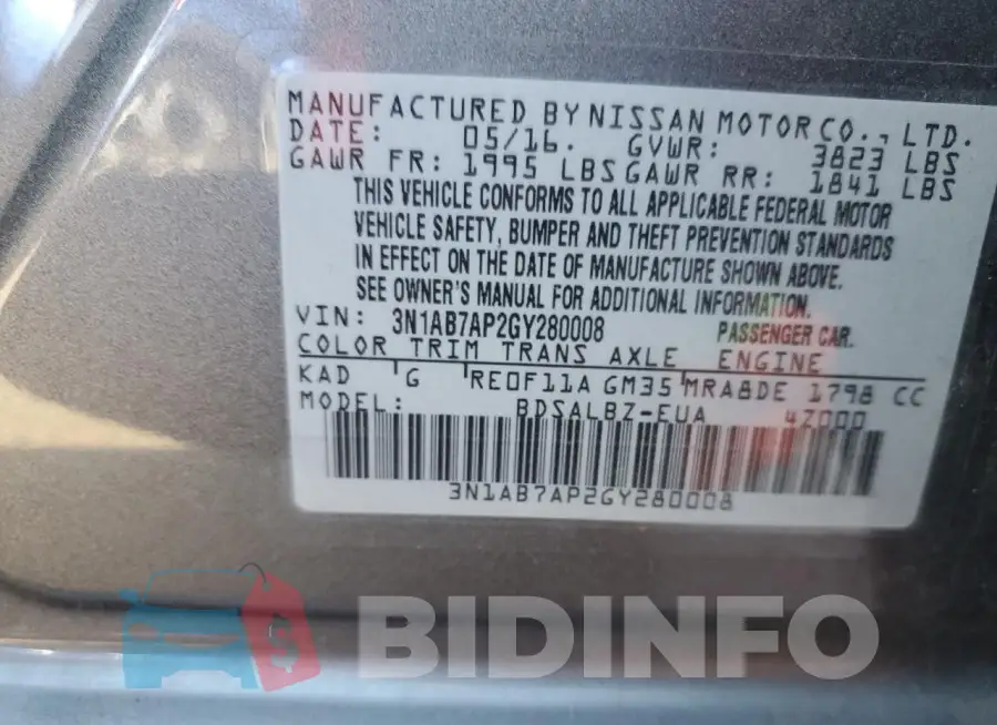 3N1AB7AP2GY280008 Photo# 12