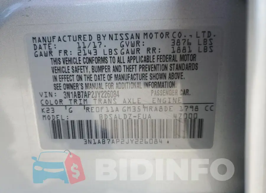 3N1AB7AP2JY226084 Photo# 12