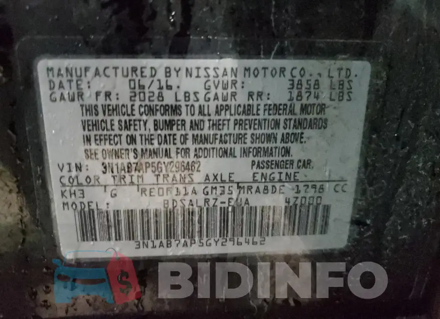 3N1AB7AP5GY296462 Photo# 12