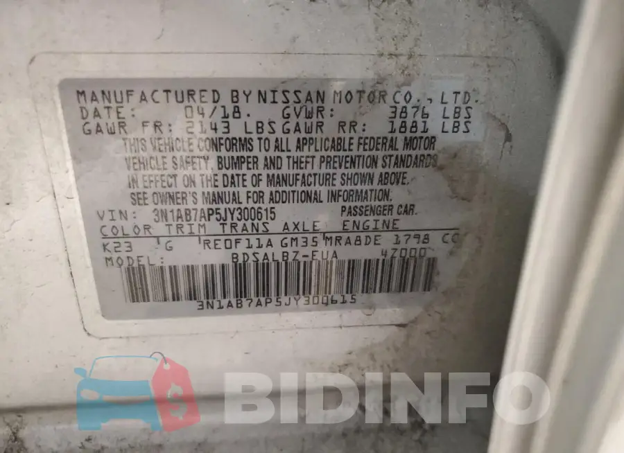 3N1AB7AP5JY300615 Photo# 12