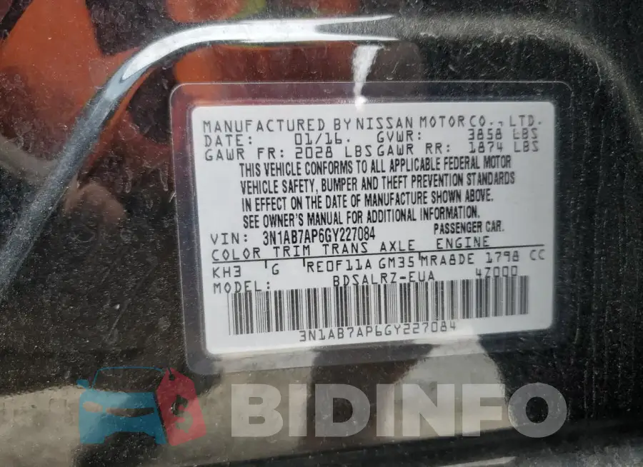 3N1AB7AP6GY227084 Photo# 12