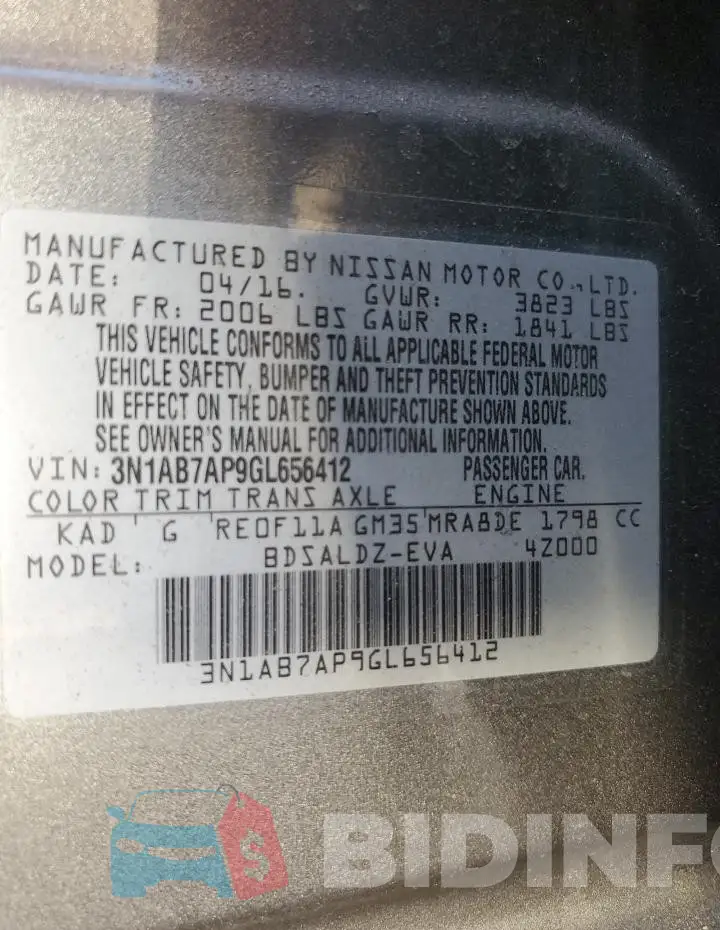 3N1AB7AP9GL656412 Photo# 12