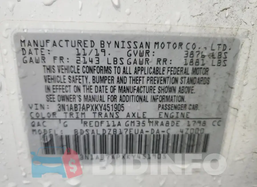 3N1AB7APXKY451905 Photo# 13