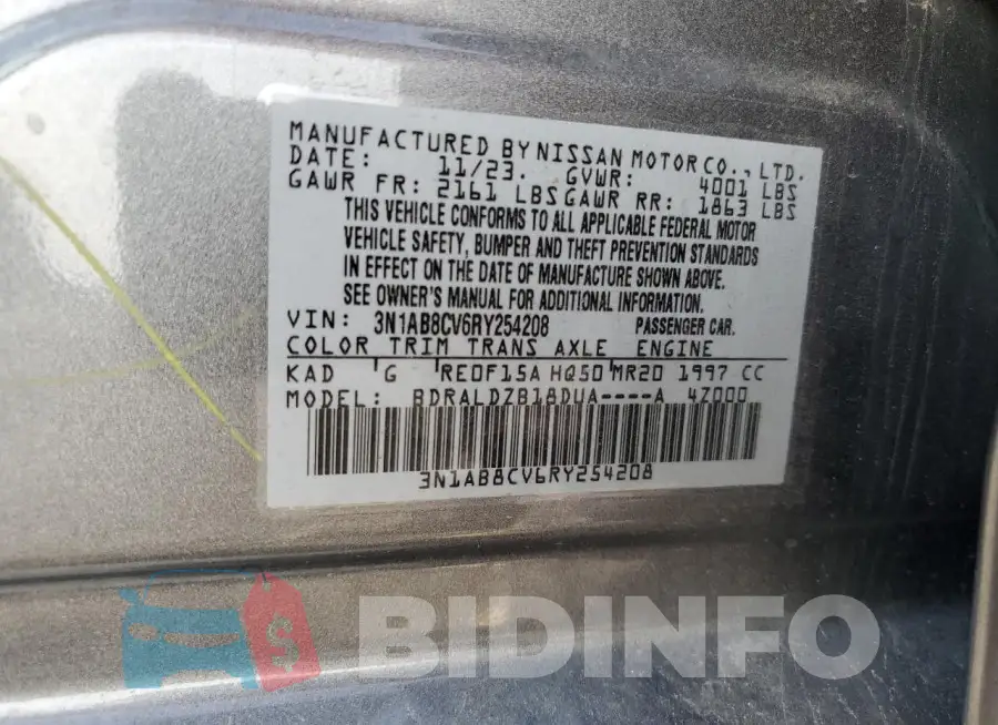 3N1AB8CV6RY254208 Photo# 13