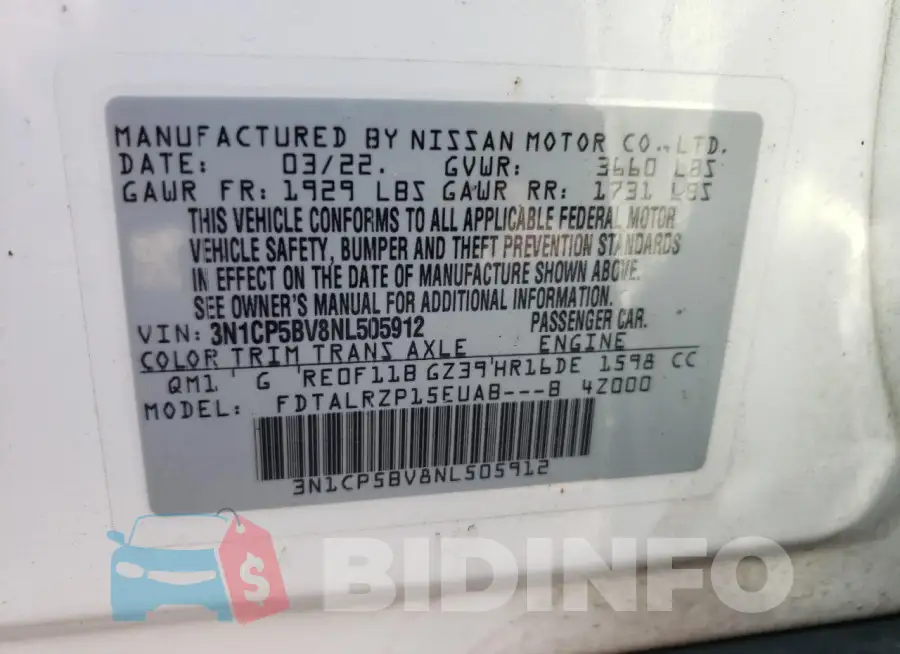 3N1CP5BV8NL505912 Photo# 12