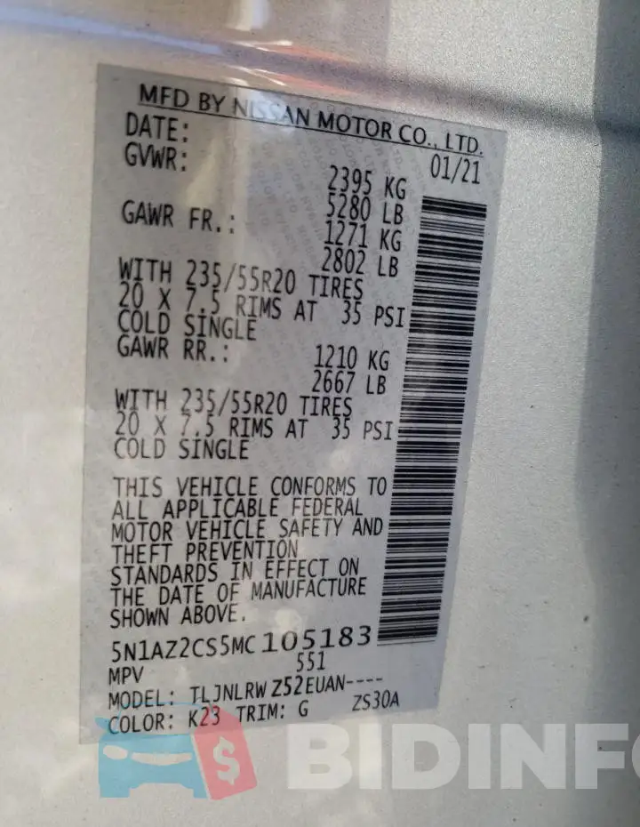 5N1AZ2CS5MC105183 Photo# 13