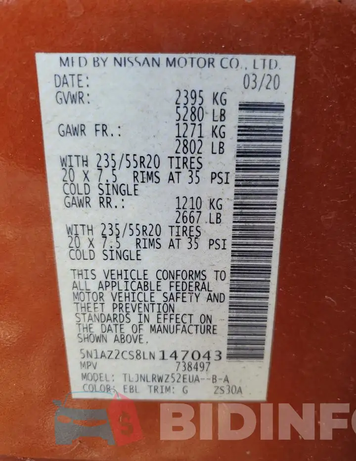 5N1AZ2CS8LN147043 Photo# 13