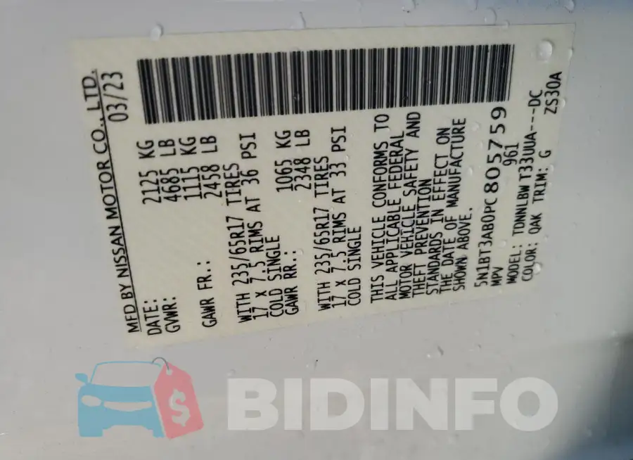 5N1BT3AB0PC805759 Photo# 14