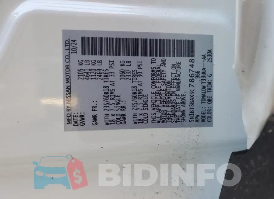 5N1BT3BAXSC786748 Photo# 14