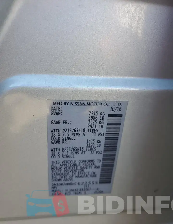 5N1DR2MM0HC622555 Photo# 13