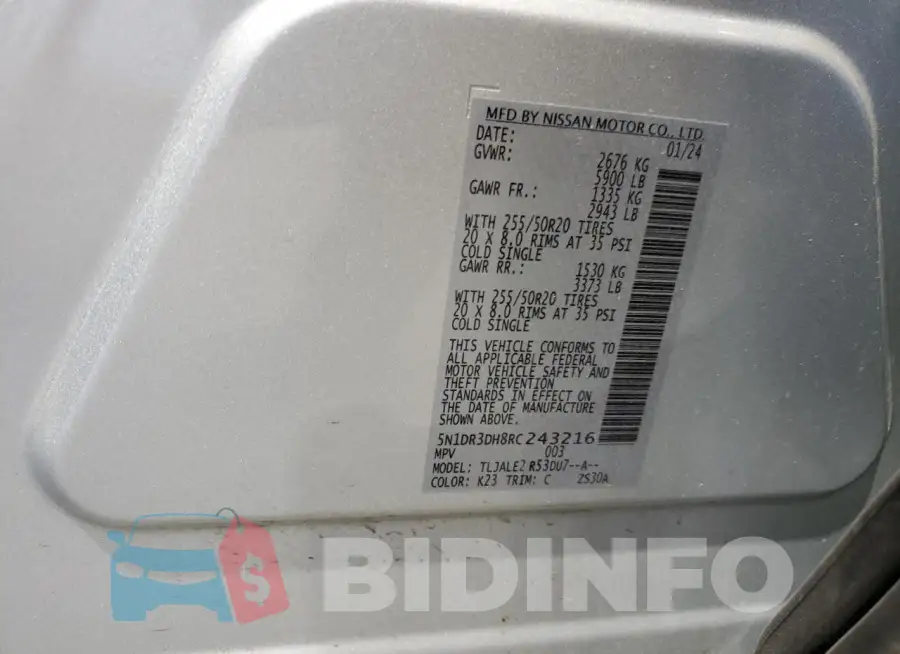 5N1DR3DH8RC243216 Photo# 13