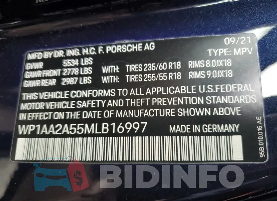 WP1AA2A55MLB16997 Photo# 13