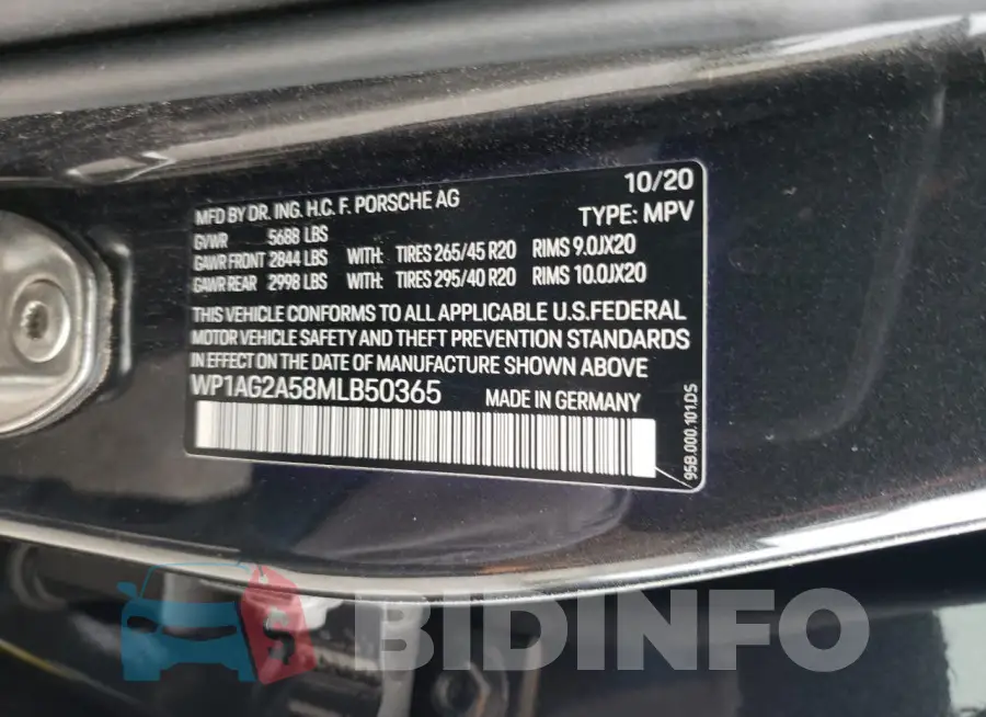 WP1AG2A58MLB50365 Photo# 13