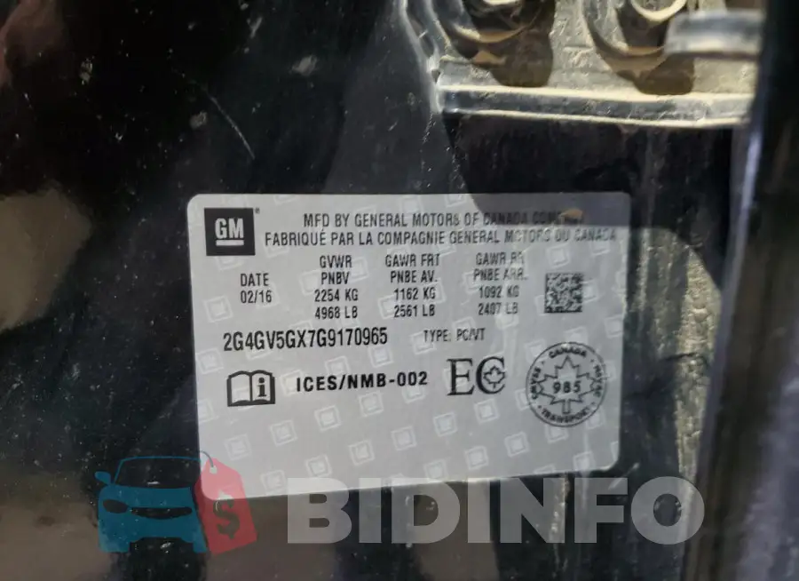 2G4GV5GX7G9170965 Photo# 12