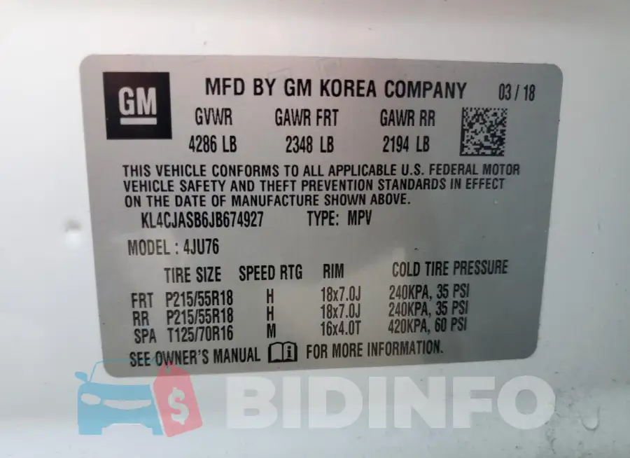 KL4CJASB6JB674927 Photo# 14