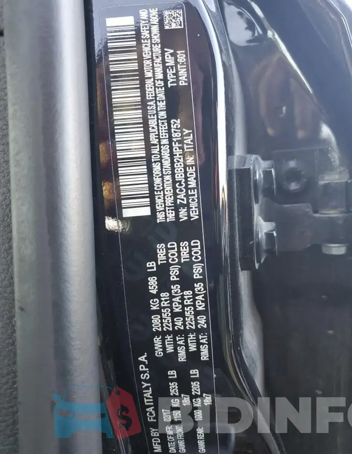 ZACCJBBB2HPF18752 Photo# 13