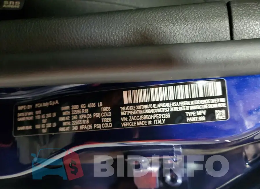 ZACCJBBB3HPE51286 Photo# 13