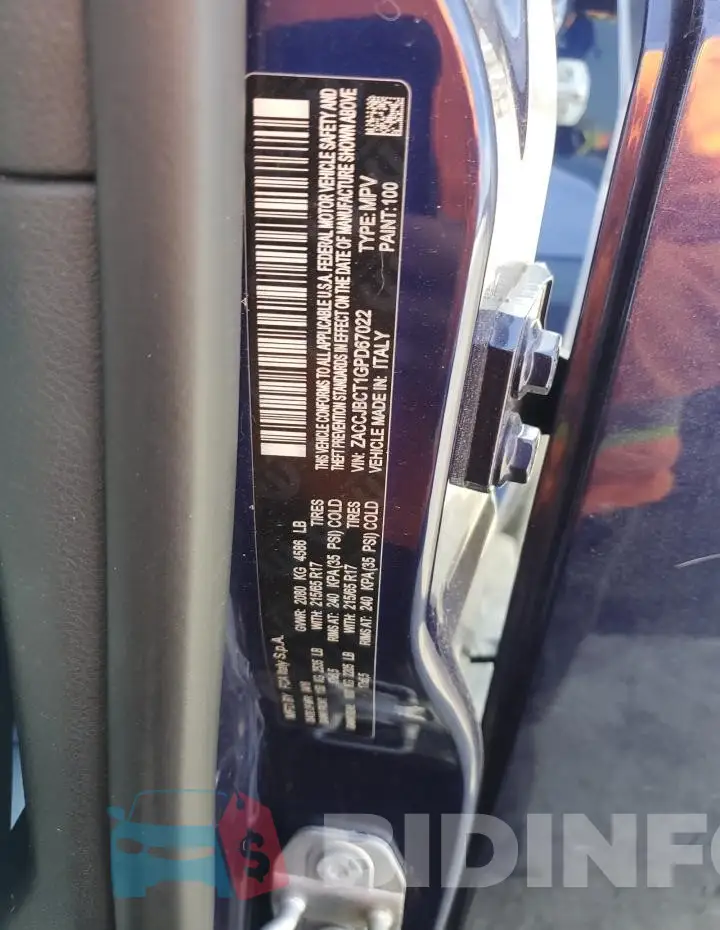ZACCJBCT1GPD67022 Photo# 12