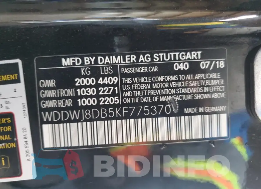 WDDWJ8DB5KF775370 Photo# 12