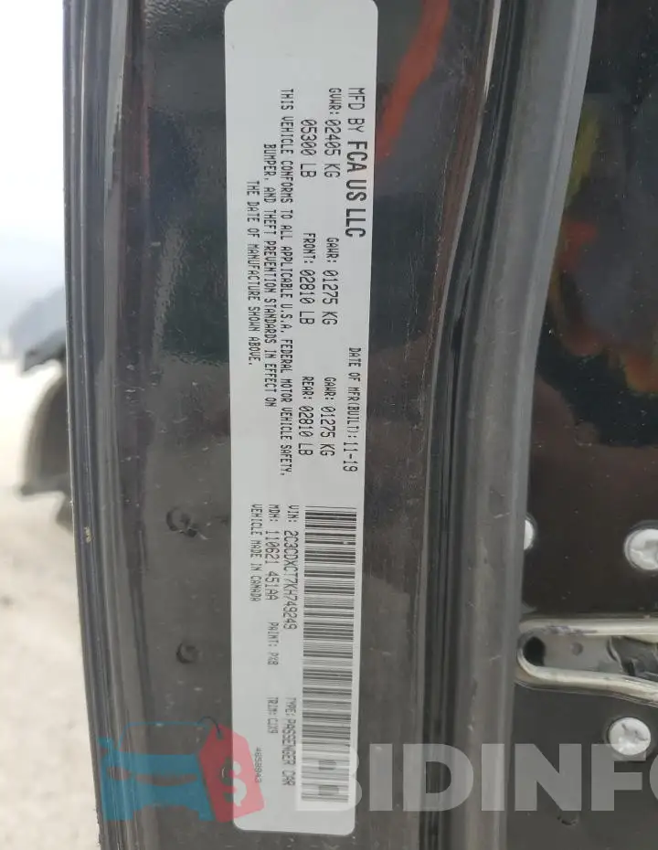 2C3CDXCT7KH749249 Photo# 13
