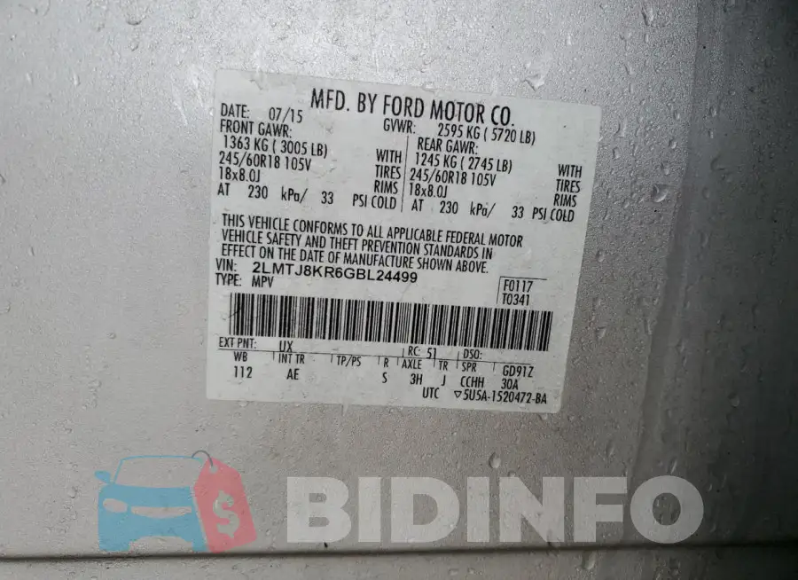 2LMTJ8KR6GBL24499 Photo# 13