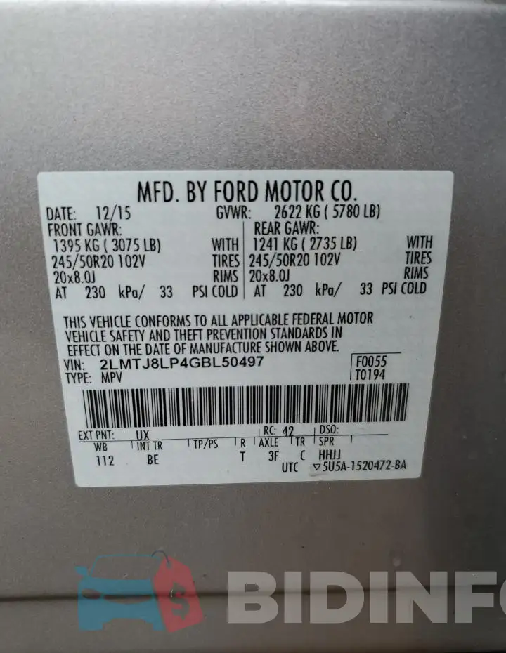 2LMTJ8LP4GBL50497 Photo# 14