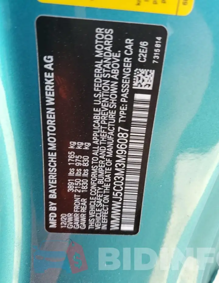 WMWWJ5C03M3M96087 Photo# 12