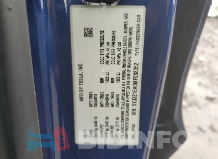 5YJ3E1EA0MF088352 Photo# 12