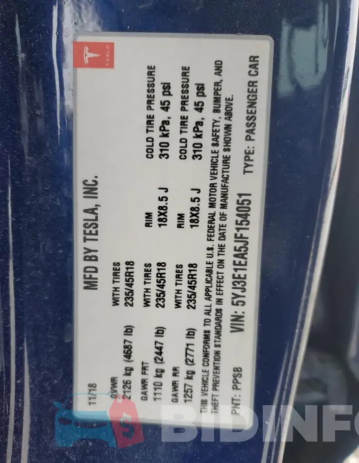 5YJ3E1EA5JF154051 Photo# 13