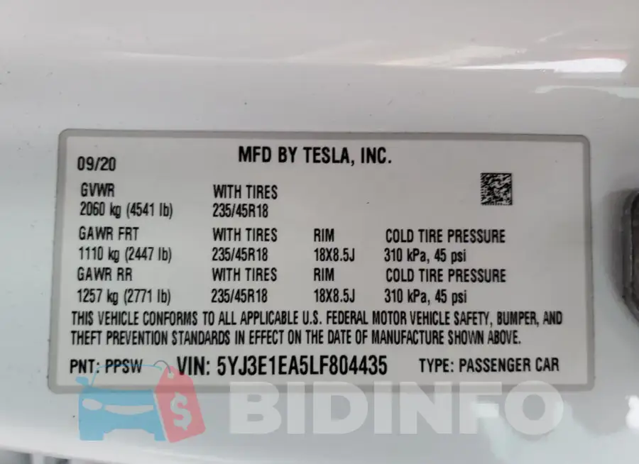 5YJ3E1EA5LF804435 Photo# 12