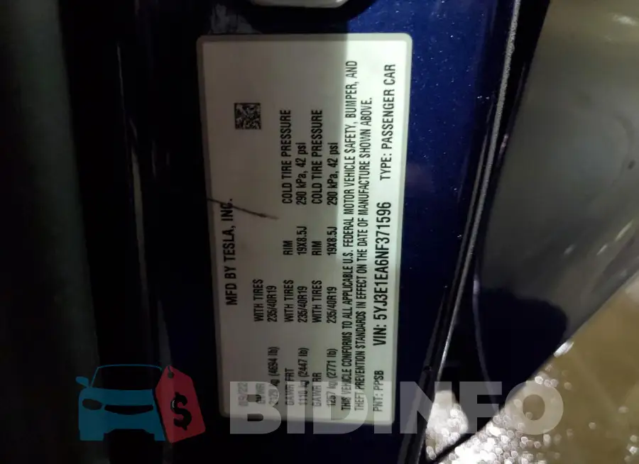 5YJ3E1EA6NF371596 Photo# 12