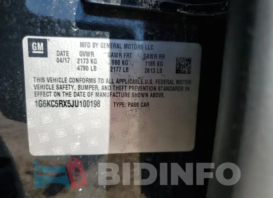 1G6KC5RX5JU100198 Photo# 13