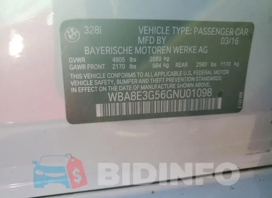 WBA8E3G56GNU01098 Photo# 12